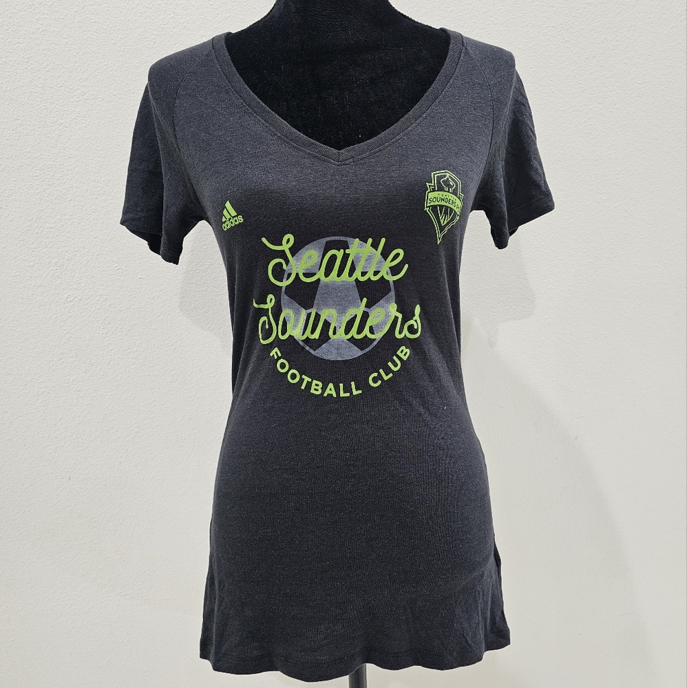 adidas Women Seattle Sounders Short Sleeve T-Shirt Black Heather